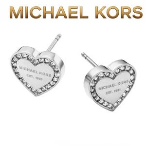 Michael Kors Silver Heart Stud Earrings NEW